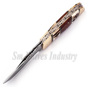 Couteau pliant de bricolage à Double lame, ustensile utilitaire de bricolage en acier inoxydable, couteaux Sm en acier de damas 58-60HRC, entretoise (smk1365) - Product Image 4