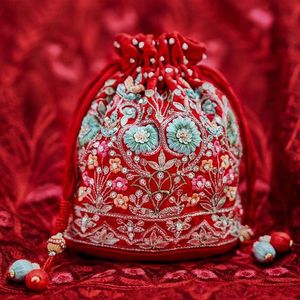 --STUNNING--Dazzling- PARTY & <b>WEDDING</b>--POTLI BAGS for WITH-BEAUTIFUL-EMBELLISHED WITH ZARDOZI WORK-2021. - Product Image 1