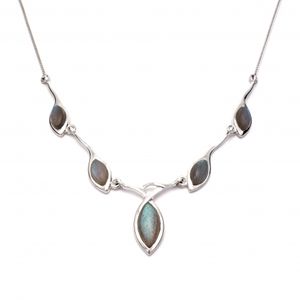 Collar de plata de ley 925, joyería personalizada, fabricante, collar de piedra labradorita natural, collar de piedra natural - Product Image 1