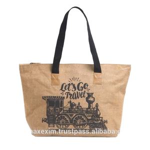 Personnalisé Eco Réutilisable Imperméable Jute Sacs Fourre-Tout De Plage Toile De Jute pour Shopping-Sacs Promotionnels - Product Image 1