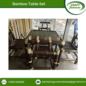 Juego de mesa de comedor no plegable de bambú indonesio de lujo antiguo, muebles para el hogar - Product Image 2