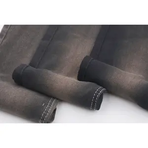 Low Price Quality Satin Gray Jeans Fabric 7.8oz Sulfur Black Comfortable Stretch Soft Touch no Slub Denim Fabric
