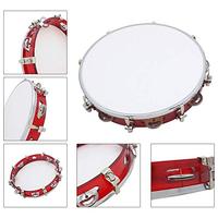 Professional Wooden Tambourine 10 Inch Double Row Jingles Handmade Adjustable for Adults and Kids Church Party