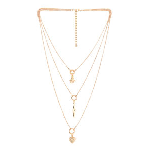 Collar De Luna chapado en oro y plata multicapa de moda para mujer de exportador indio collares con colgante de moda con patrón de emoción - Product Image 1