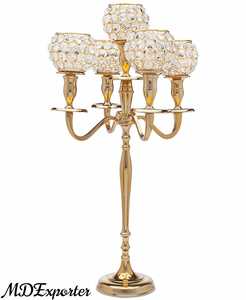 Superventas alta calidad moda elegante oro candelabros boda decoraciones Mesa Dec candelabro centro de mesa en venta - Product Image 4