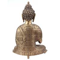Escultura de Buda Meditando en Latón Dorado Hecha a Mano, con una Mano en el Omkha, 33 cm, Pieza Decorativa Vintage para Bodas, Regalo