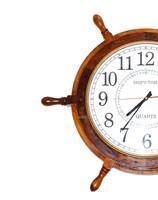 Horloge Murale en Bois Design Antique de 24 Pouces, Grande Roue de Navire, Horloge à Quartz Décorative en Bois, Affichage d'Aiguille pour le Mur du Salon