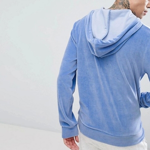 Venta al por mayor de los hombres Streetwear de terciopelo Sudadera con capucha blanco con raya lateral de - Product Image 2