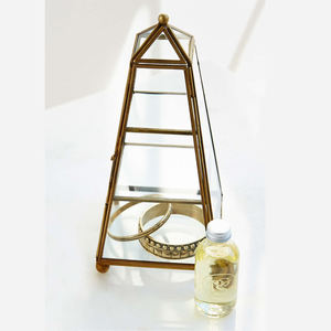 Boîte à bijoux en laiton à 3 niveaux faite à la main, design luxueux en métal et en verre, vente chaude à bas prix - Product Image 2