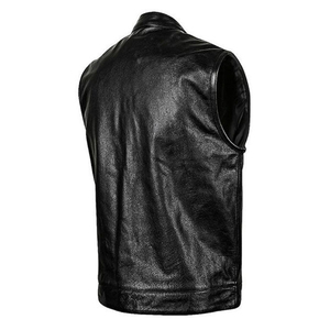 Chaleco de Cuero Casual para Motocicleta, Corte Ajustado, Talla Grande para Hombre, Cuello Redondo, Cierre de Cremallera, Impermeable, Transpirable, Ropa Deportiva - Product Image 3