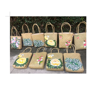 Bolso pintado con flores, Material de paja - Product Image 5