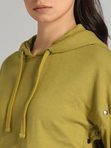 Sweat-shirt à capuche vert solide avec manches longues détachables pour femmes, sweat à capuche élégant pour la saison d'hiver, 2022 - Product Image 4