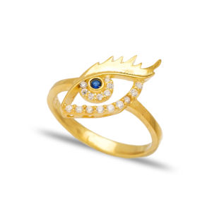 Zafiro de diseño de ojo turco con piedra de circón, joyería de plata de ley 925 hecha a mano, venta al por mayor - Product Image 2