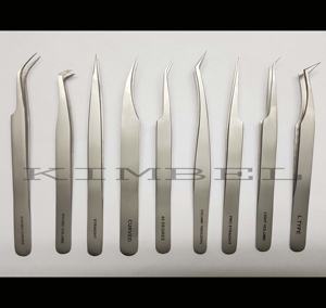 Juego completo de acero inoxidable de alta calidad, pinzas para extensión de pestañas con acabado de arena y agua, pinzas profesionales para pestañas, cantidad a granel - Product Image 3