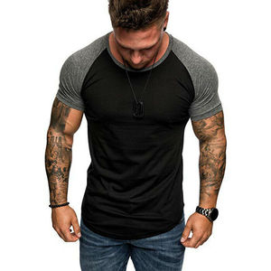 T-shirt manches courtes pour hommes, couleur unie, Slim, pour la musculation, avec impression personnalisée - Product Image 4