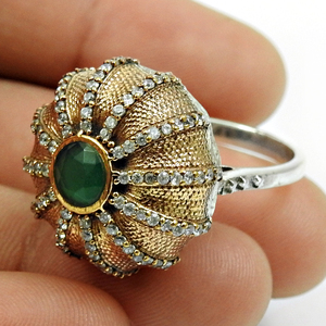 แหวนดีไซเนอร์สำหรับผู้หญิงเด็กผู้หญิง925เงินมรกตลูกบาศก์เซอร์โคเนียชุบทองเครื่องประดับสำหรับเป็นของขวัญครบรอบแต่งงาน - Product Image 2