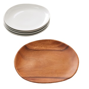 Plateaux de service en bois d'acacia rond, vaisselle et plats écologiques de table, pour Dessert décoration de Restaurant, 12 pièces - Product Image 1