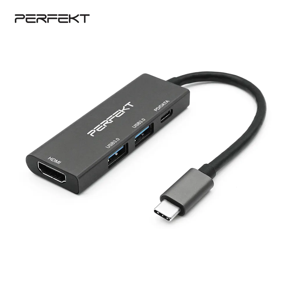 4-in-1 Type C Hub USB-C to 4K HDMI USB 3.0 PD Charging Adapter Converter