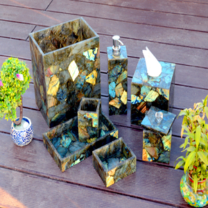 ชุดอุปกรณ์อาบน้ำคริสตัลลาบราดอไรต์ธรรมชาติ ชุดอุปกรณ์ห้องน้ำหินแก้ว |   ผู้จัดจำหน่ายสินค้าขายส่งจำนวนมาก - Product Image 6