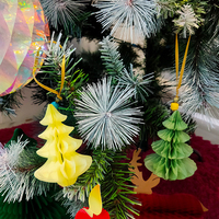 Mini Adornos de Papel para Árbol de Navidad, Decoración Colgante Amarilla y Verde para Decoración de Árboles Navideños