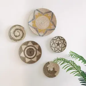 Factory price high quality eco environmentally friendly handmade decorative craft Seagrass woven basket wall hanging decor