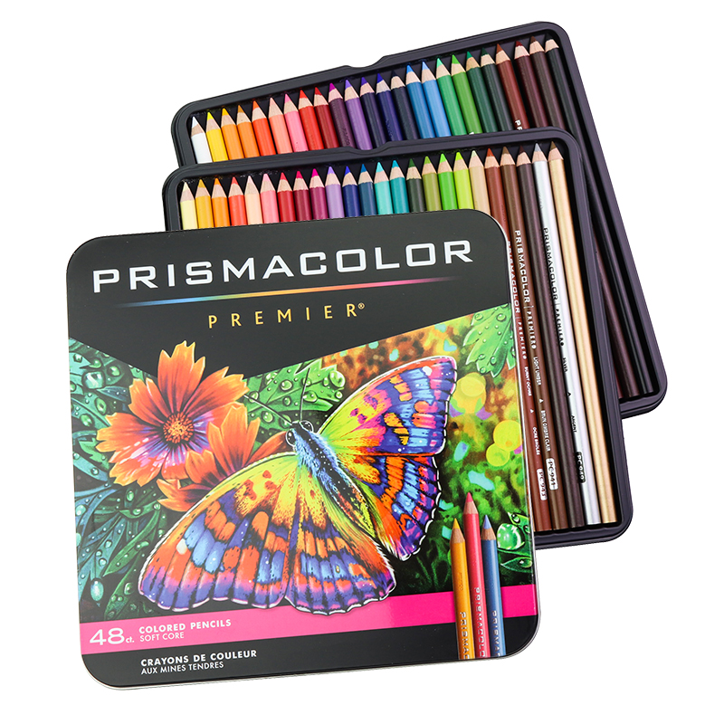 Prismacolor 12/24/36/48/72/132/150 colours premier quality wooden oil color pencil set with metal box packaging