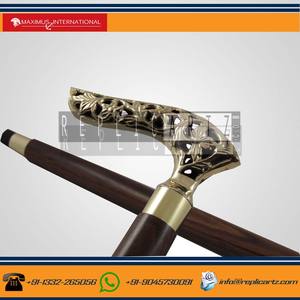 Bastón de madera de latón Vintage antiguo, bastón de latón antiguo con bastón náutico de madera para caminar, bastón para Unisex - Product Image 4