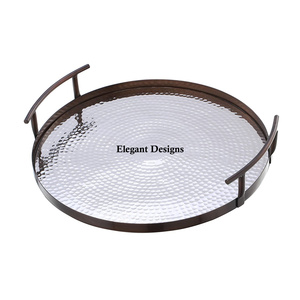 Plateau de service en acier inoxydable le plus vendu plat en gros décoratif en métal d'excellente qualité nouveauté - Product Image 2