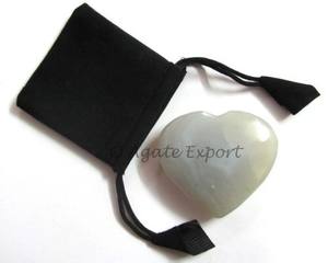 Fournisseur en pierre en forme de coeur gonflé gris de produit de guérison en cristal de coffret cadeau d'agate - Product Image 1