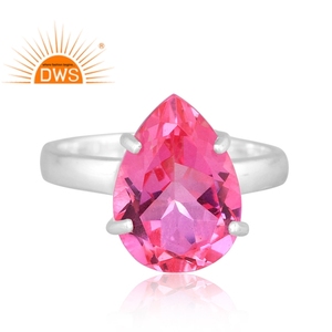 925 Plata de ley fina Natural Bio Pink Doublet Cuarzo Piedra preciosa Anillo apilable Fabricante de joyas - Product Image 2