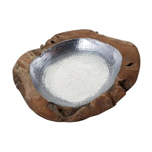 Creative De Luxe Exclusif Naturel Racine Teck Inlay Cuivre En Aluminium Laiton Cuisine Articles Ménagers Table Bol Décoratif - Product Image 5