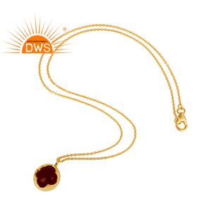 อินเดียทำด้วยมือชุบทองเงินสเตอร์ลิงจี้สร้อยคอเครื่องประดับผู้ผลิตสีแดงธรรมชาติพลอยนิลสร้อยคอผู้ค้าส่ง - Product Image 2