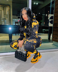 Ensemble short deux pièces pour femmes, automne, tie-dye, écologique, respirant, polyester/coton, hauts courts, short grande taille - Product Image 6