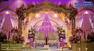 Mandap de madera de boda exclusivo, instalación elegante, diseño de madera, indio, flor, tallado a mano - Product Image 2