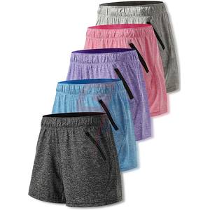 Short d'entraînement en cuir pour femmes, vêtement de Fitness respirant et à séchage rapide, avec poches à fermeture éclair, vente en gros, bon marché, - Product Image 1