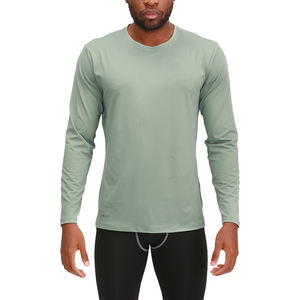 T-shirt à manches longues, de couleur unie, séchage rapide, pour le sport, le Fitness, la course, avec Logo personnalisé, vêtements d'entraînement, nouveauté - Product Image 2