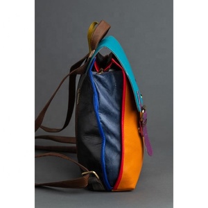 LW Recycled Leather <b>Medium</b> <b>Backpack</b> Handmade Hair On Shoulder Bag Colorful Leather Travel Drawstring Women's <b>Backpack</b> - Product Image 4