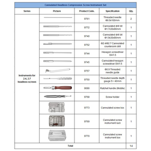 FARHAN-tornillo de compresión sin cabeza 2,4 2,7, herramienta quirúrgica, caja de instrumentos - Product Image 3