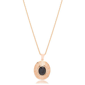 Adorno geométrico ovalado de ónix para mujer, colgante turco, joyería de plata de ley 925 en línea - Product Image 3