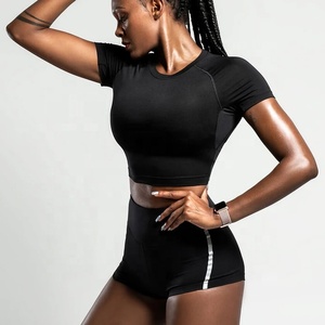 Short de sport pour femme taille mi-haute, respirant, séchage rapide, avec poche latérale, contrôle du ventre, pour le yoga, la course et l'exercice, en Spandex - Product Image 5