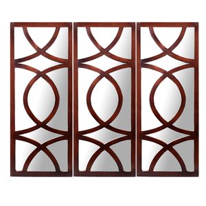 Panel de espejo de pared de MDF para sala de estar, decoración de pared moderna, 30x12 pulgadas, nogal, paquete de 3 - Product Image 1