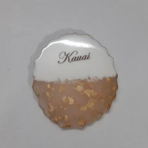 Posavasos de resina con borde blanco perla y dorado, accesorios, almohadillas, posavasos de resina - Product Image 2