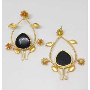 ใหม่ที่ทันสมัยได้รับความนิยมทําด้วยมือทองเหลืองเคลือบทองเคลือบห่วงหินสตั๊ดต่างหูสําหรับเด็กหญิงและสตรี - Product Image 2