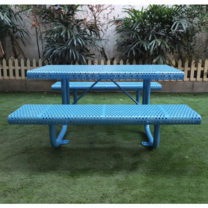 Commercial Outdoor Furniture Camping <strong>Table</strong> with <strong>Bench</strong> Powder Coating Rectangular Metal <strong>Garden</strong> Picnic <strong>Table</strong> <strong>and</strong> <strong>Benches</strong> Steel - Product Image 3