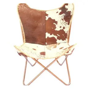 2019 sıcak satış endüstriyel Vintage el yapımı dikişli deri kelebek sandalye oturma odası için