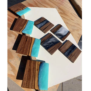 Dessous de verre en résine et bois pour le service du thé Tapis de thé multifonctionnel en résine et bois d'acacia Vaisselle Tapis antidérapants Napperons - Product Image 2