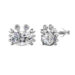 Gioielli oceano Kawaii piccoli <span class=keywords><strong>orecchini</strong></span> di granchio impreziositi con cristalli Swarovski 18K placcato oro dasini <span class=keywords><strong>orecchini</strong></span> <span class=keywords><strong>per</strong></span> bambina - Product Image 4