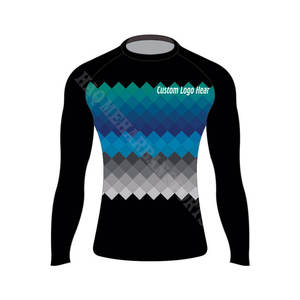 High Quality 100% Polyester Long Sleeve Unisex <b>Rashguard</b> with UV Protection Direct Factory Price for BJJ HMS Brand - Product Image 3