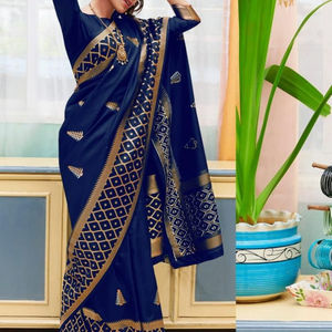 Sari en soie Banarasi jacquard avec chemisier, vêtements pour femmes, vêtements de fête, vêtements de tous les jours, sari en soie de coton doux, vente en gros à bas prix, ethnique - Product Image 1