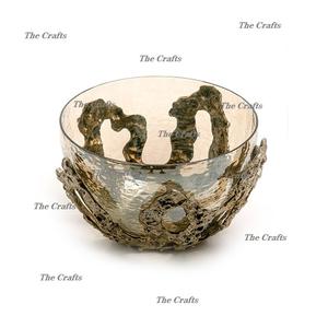 Bol décoratif alimentaire en laiton et verre fait à la main Bol de service alimentaire de forme ronde de la plus grande qualité à bas prix - Product Image 1